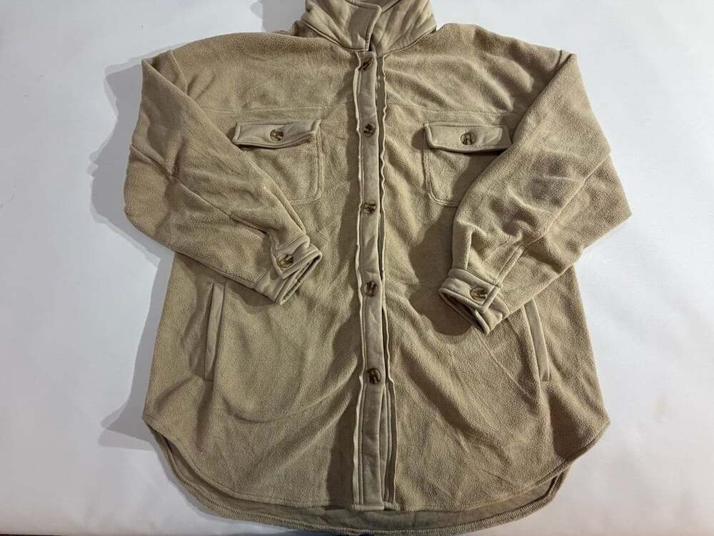 Natural Reflections Beige Fleece Button Front Shacket XL